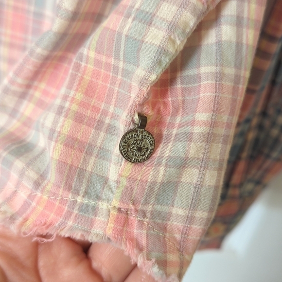 Maison Scotch Pastel Plaid Ombre Long Sleeve Button Down Shirt Blue Pink 2 - Picture 10 of 13